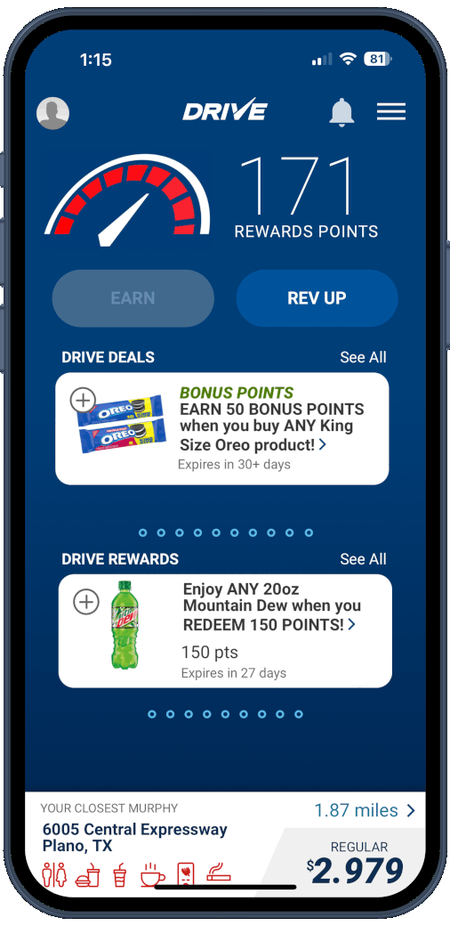 screen shot of deals page in the app
